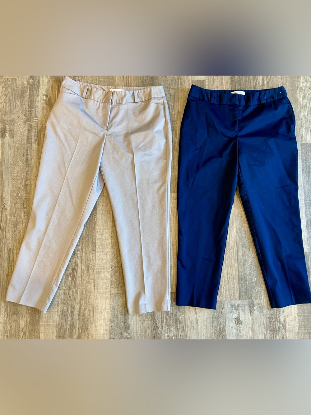 Lot of 2 Women's Liz Claiborne EMMA Ankle Pants Size 6P Navy Gray Mid Rise